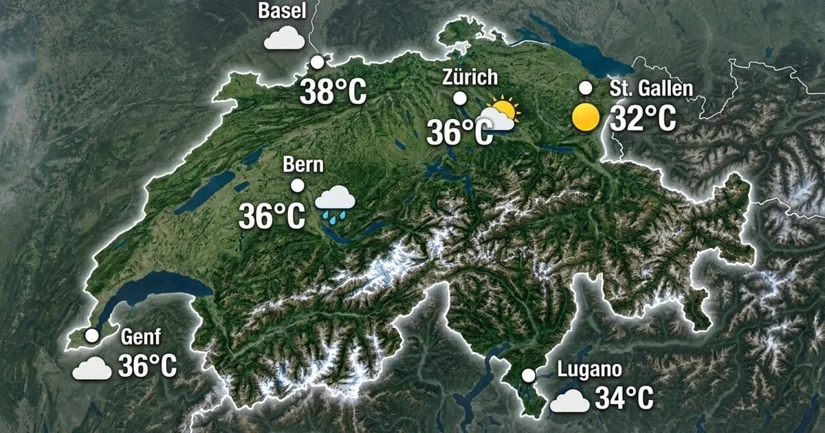 Schweiz: heiß bis 38 Grad