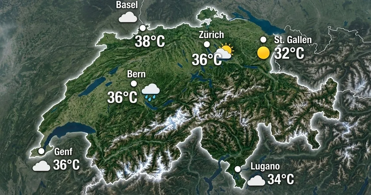 Schweiz: heiß bis 38 Grad