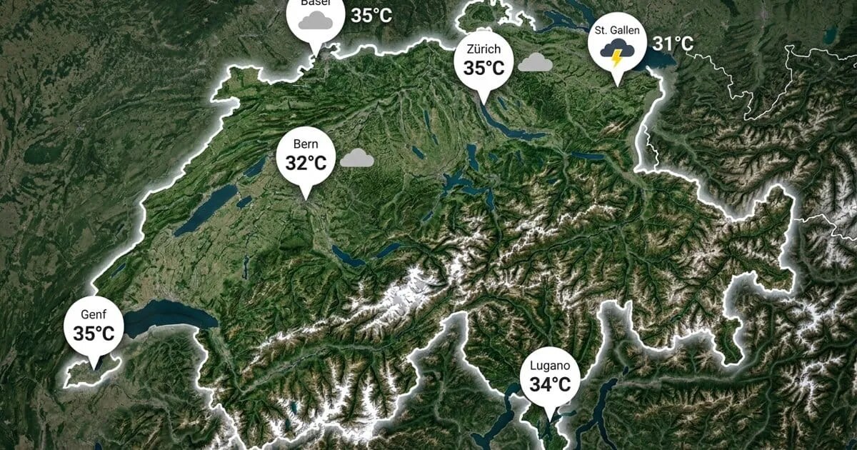 Schweiz: heiß und meist bedeckt