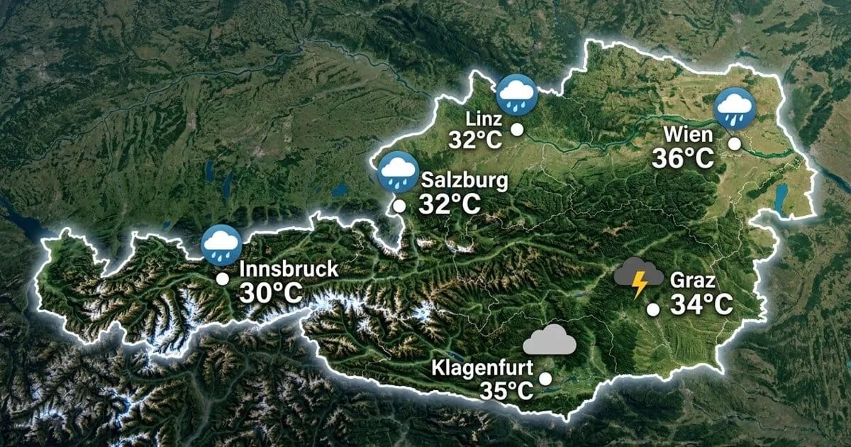 Österreich: heiß und teils nass