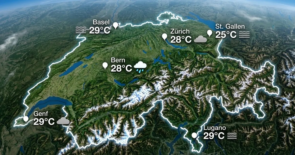 Schweiz: warm, oft trüb