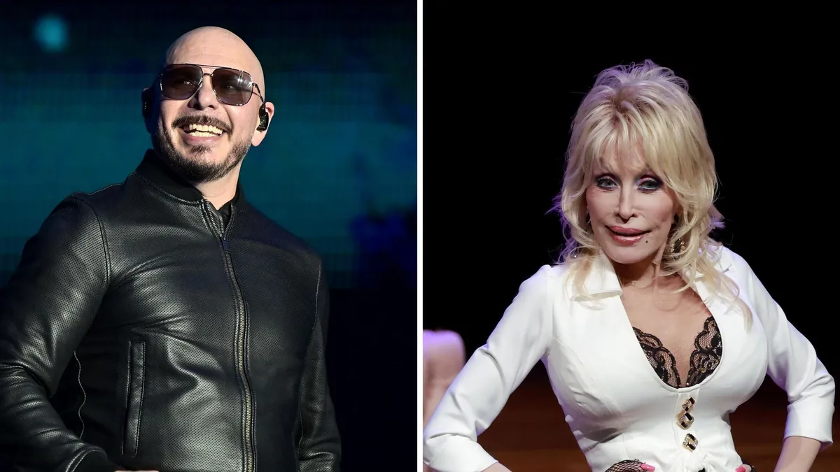 Pitbull ehrt Dolly auf der Bühne