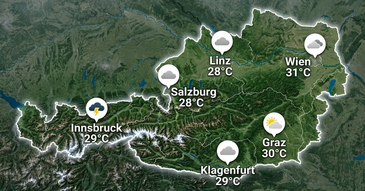 Österreich: warm, teils Gewitter