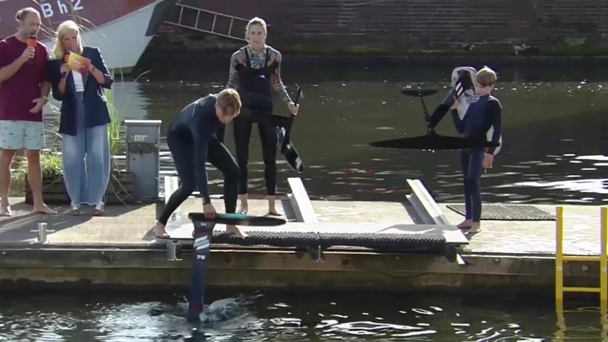 ZDF-Fernsehgarten Bremerhaven: Pumpfoiling im Hafen – übers Wasser fliegen nur mit Muskelkraft